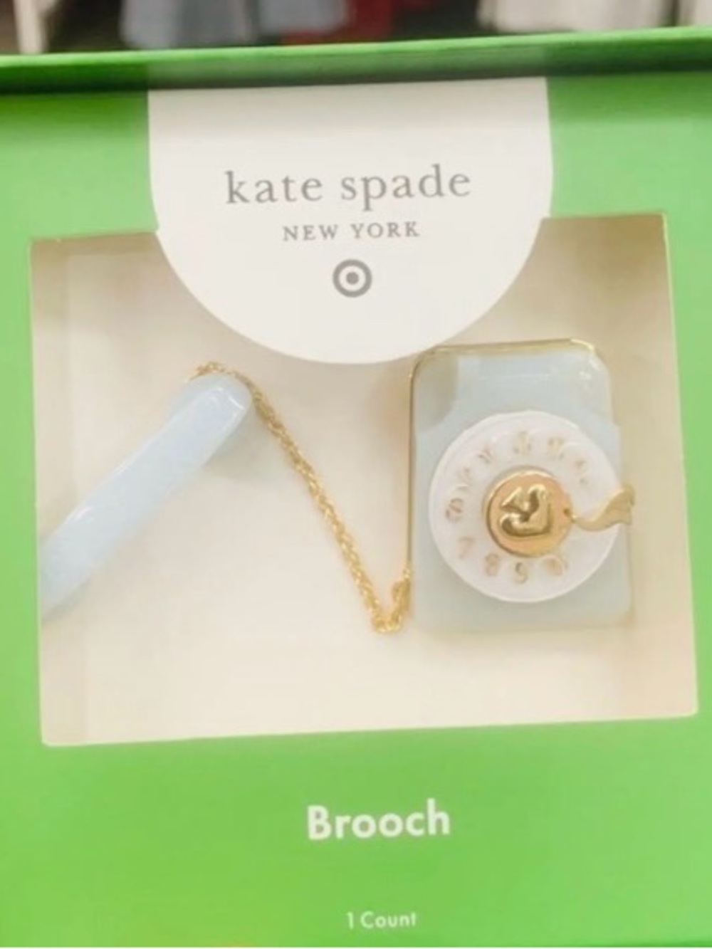 kate spade Pale Blue & White Rotary Phone Brooch